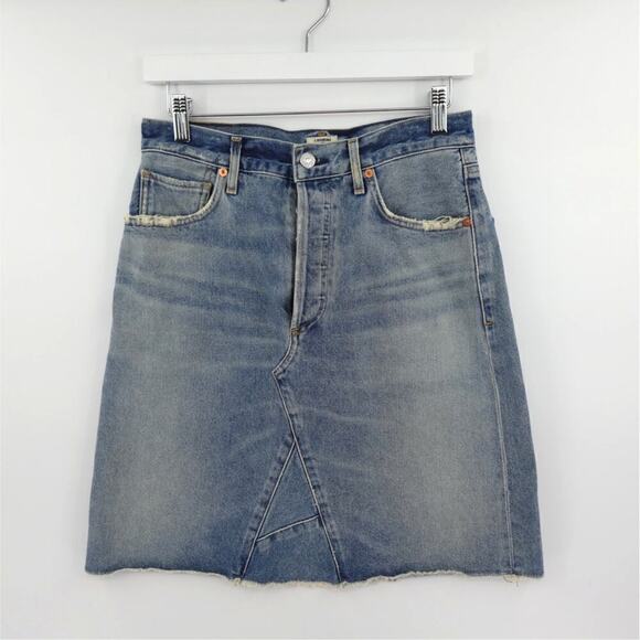Citizens of Humanity Denim Skirt 28 Blue Liya Button-Fly Cowgirl Rodeo - Picture 1 of 16
